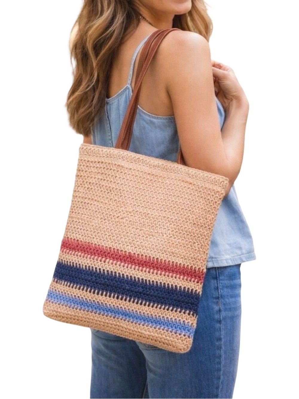 Universal Thread Crochet Double Handle Tote Bag - 13” x 15”